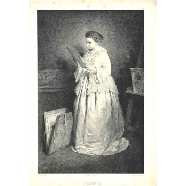 Indiscretion is a print realized by Charles Chaplin in the mid-19th century. Lithograph on paper. Signed on the plate....