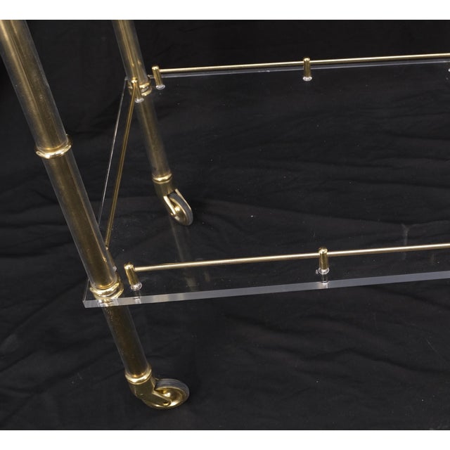 Transparent Mid-Century Modern Lucite & Gold Gilt Metal Serving Tray Cart Ice Bucket For Sale - Image 8 of 12
