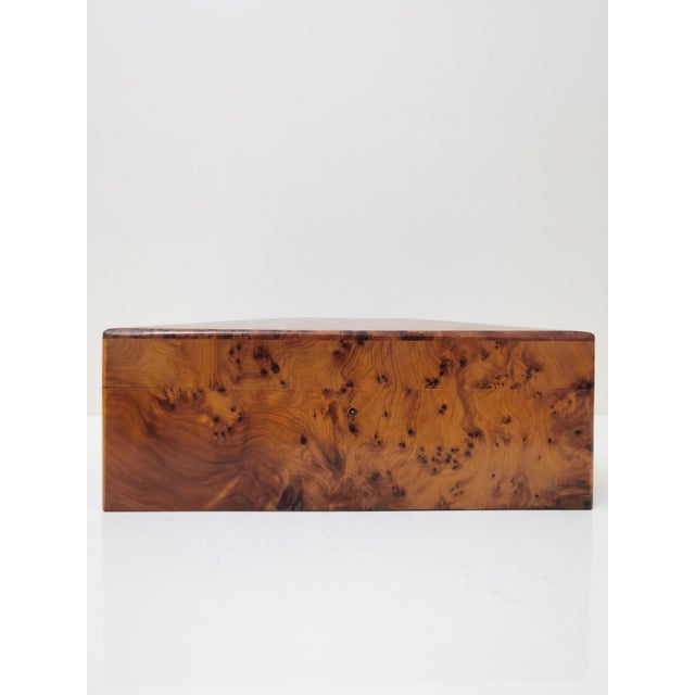 Orangish Burl Wood Keepsake Desk Box Organizer For Sale - Image 4 of 13