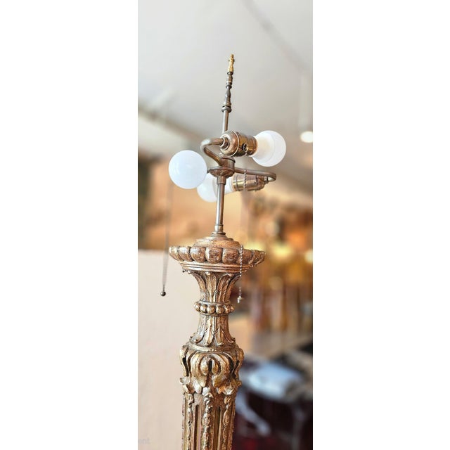Vintage Carved Giltwood Ornate Floor Lamp For Sale In Philadelphia - Image 6 of 12