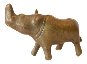 Vintage African Medium Bronze Turning Rhino