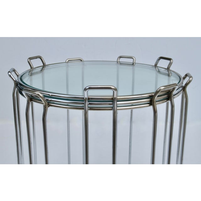 C1970's Saporiti Italia Polished Chrome Over Steel & Glass Stacking, Nesting Tables - Set of 3 For Sale - Image 12 of 18