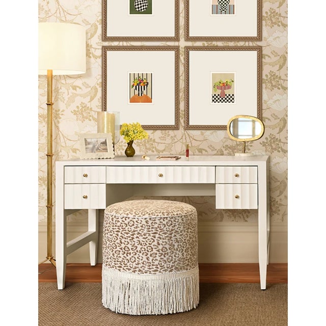 Brand new special order item. Not vintage. Elevate your workspace with the Franklin Fluted Matte White Lacquer Writing...