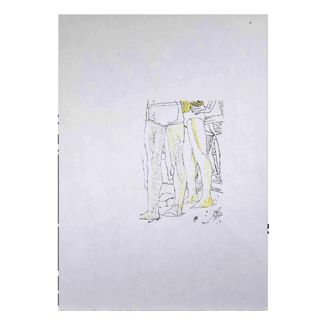 Anthony Roaland, the Men, Pen Drawing, 1980 For Sale