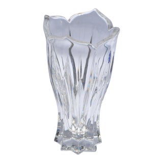1970s Art Deco Style Waterford Heavy Crystal Tulip Vase Star Base For Sale