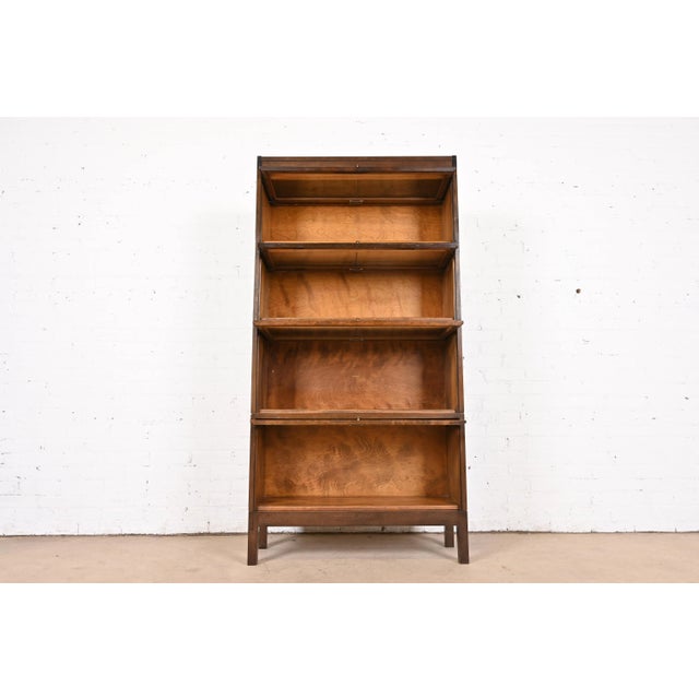 Shaw Walker Antique Shaw Walker Arts & Crafts Mahogany Four-Stack Barrister Bookcase, 1920s For Sale - Image 4 of 11