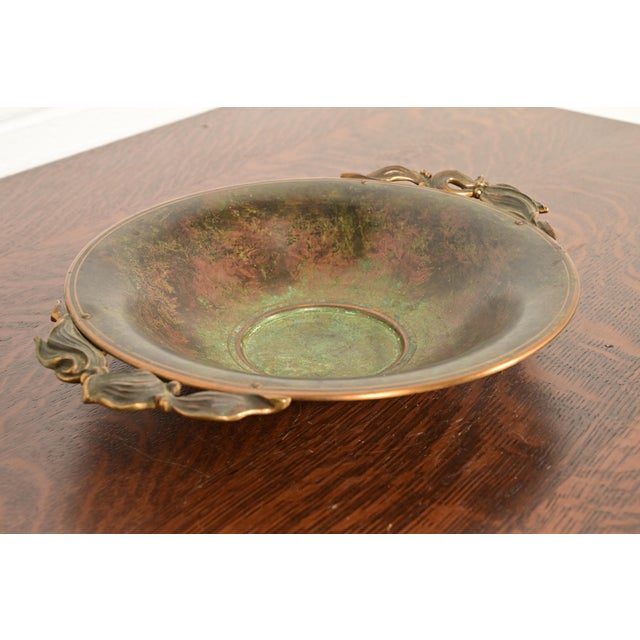 Early 20th Century Carl Sorensen Art Deco Verdigris Bronze Centerpiece Bowl or Fruit Bowl For Sale - Image 5 of 12