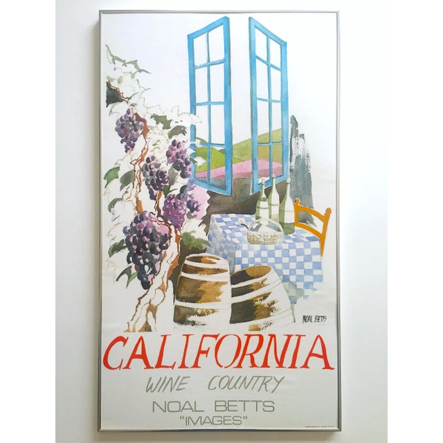 Noal Betts Vintage 1980's " California Wine Country " Lithograph Print Framed Travel Poster For Sale - Image 12 of 13