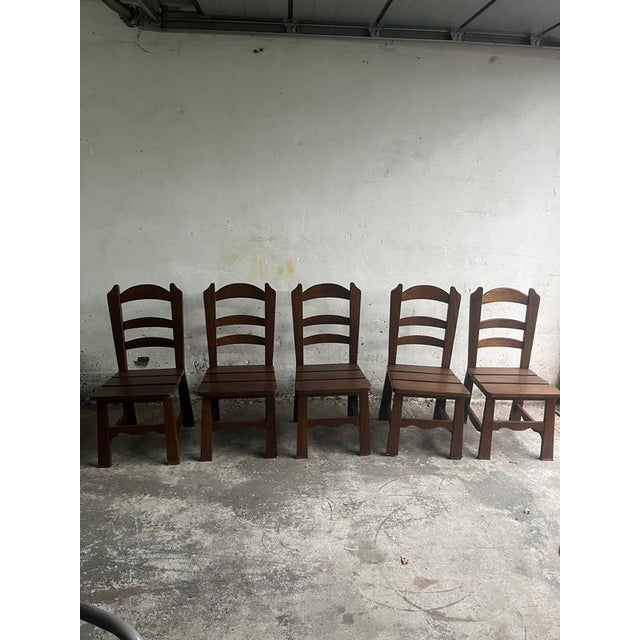 Brutalist Wooden Chairs, 1970s, Set of 10 For Sale - Image 4 of 14