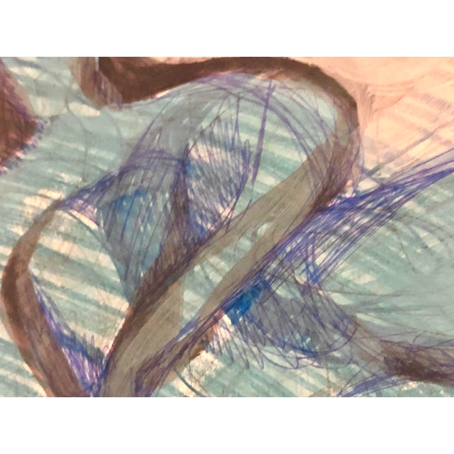 2020s Contemporary Mixed Media Painting on Paper, CL Auker “Reclining Blue Figure” For Sale - Image 5 of 5