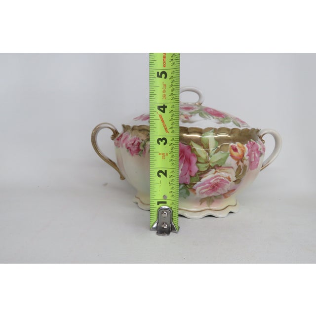 Pink Royal Vienna Roses and Gold Trimmed Double Handled Biscuit Jar With Lid 4574b For Sale - Image 8 of 18