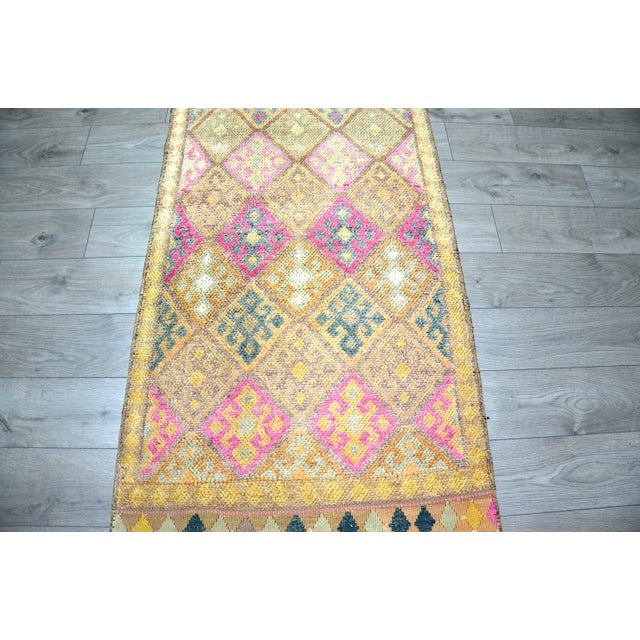 1960s Handmade wool and cotton rug in Turkish Anatolian Small Rug, Vintage Doormat Rug, Turkish Vintage Decorative Rug,...