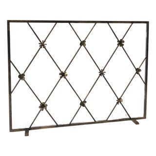 Gold Rubbed Black Flora Fireplace Screen For Sale