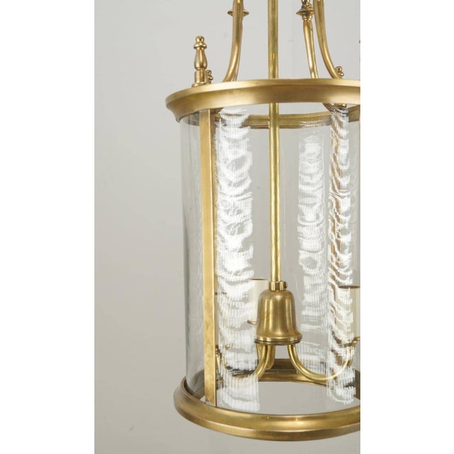 Mid 20th Century Restored French Neoclassical Brass Lantern Pendant Light For Sale - Image 4 of 8