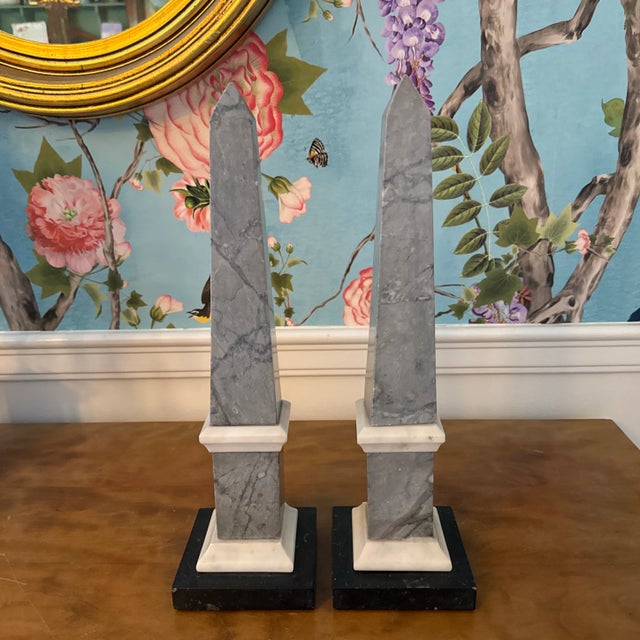 20th Century Gray Marble Obelisks - a Pair For Sale - Image 4 of 12