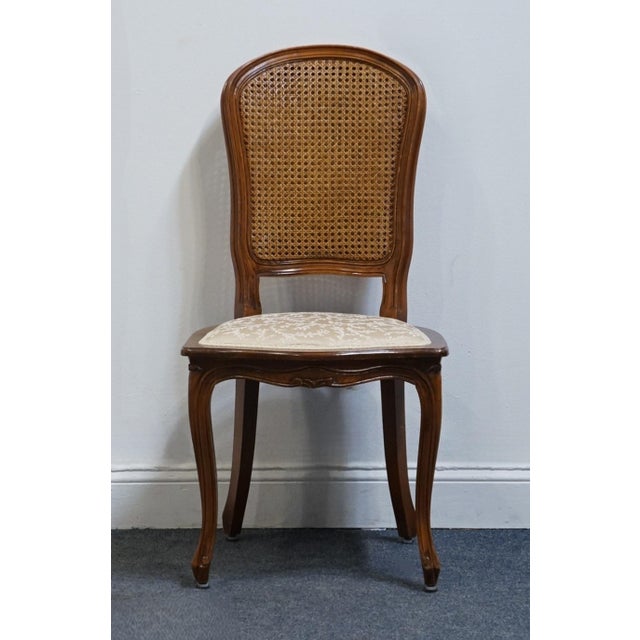 High End Vintage Country French Provincial Solid Cherry Cane Back Dining Side Chair For Sale - Image 4 of 9