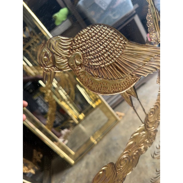 Art Deco Two Vintage 1970 Phoenix Bird Etched Mirror For Sale - Image 3 of 5