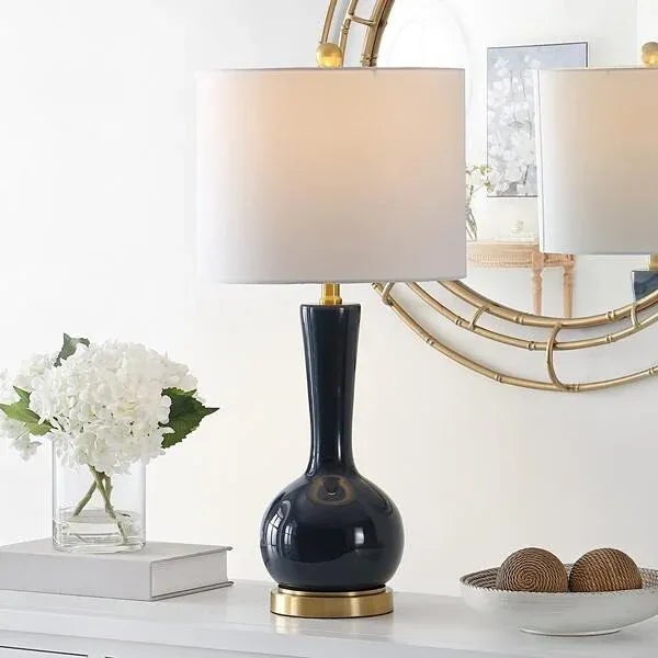 Safavieh Safavieh Gaetna Glass Table Lamp - Navy For Sale - Image 4 of 6
