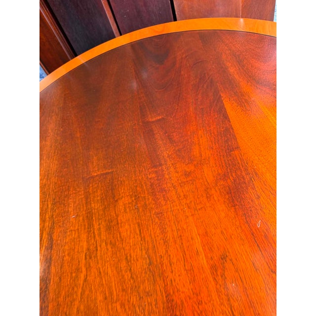 Stickley Georgian Style Inlaid Mahogany Pedestal Base Dining Table or Center Table For Sale In Washington DC - Image 6 of 18