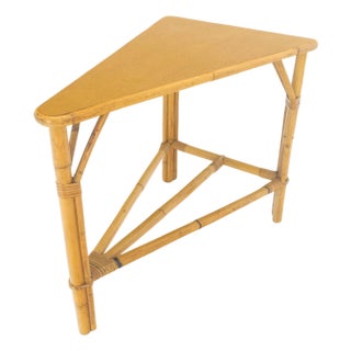 Fick Reed Atr Bamboo Rattam Wedge Triangle Shape Occasional Side End Table Stand For Sale