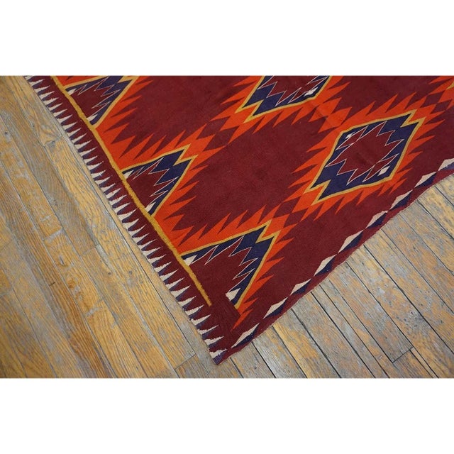 1890s Red Tribal Geometric Antique Navajo Native American Flatweave Small Rug For Sale - Image 10 of 10