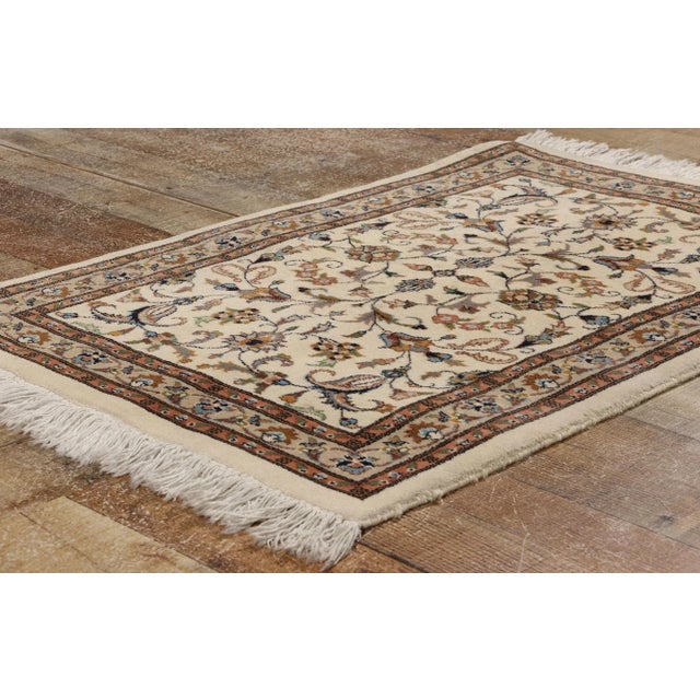 Textile Vintage Beige Indian Kashan Rug - 02'01 X 03'02 For Sale - Image 7 of 9