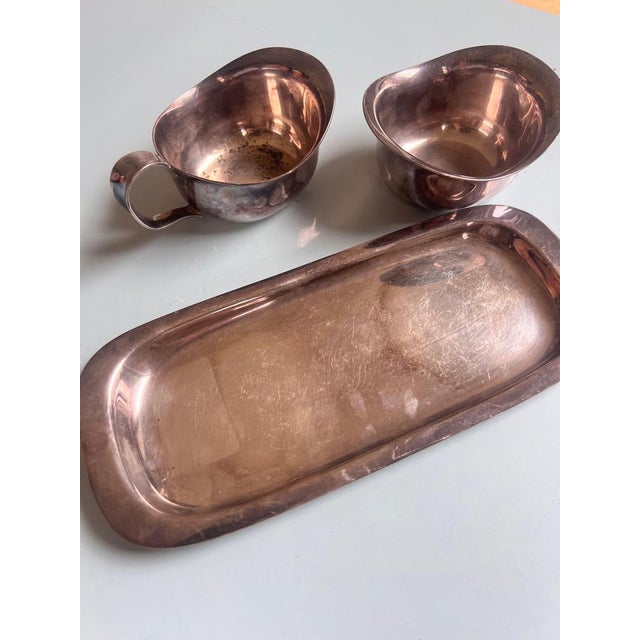 Silver-Plated Sugar, Tray and Milk Jug by Carl M. Cohr, Set of 3 For Sale - Image 6 of 7