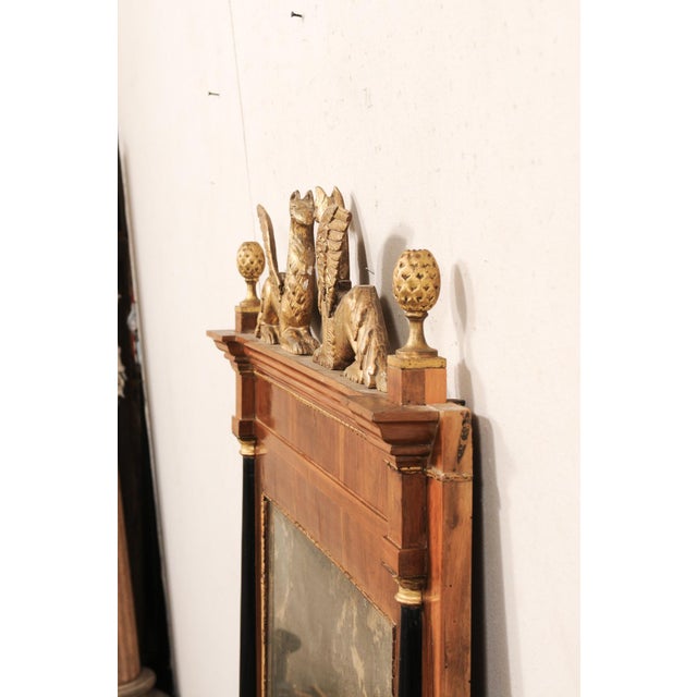 Brown Early 19th Century French Heavily Antiqued Mirror W/Griffins For Sale - Image 8 of 12