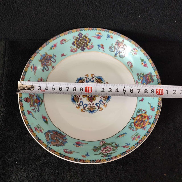 Chinese Ceramic Plate,Qianlong Marked Famille Rose Porcelain Plate Hand Painted Eight Treasures Pattern For Sale - Image 10 of 10