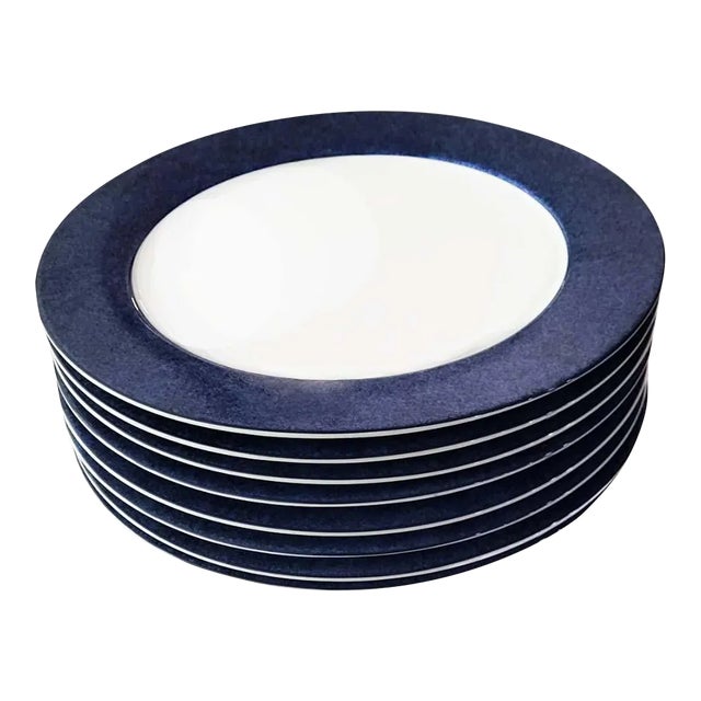 8 Royal Worcester Colours Pattern Chargers Dinner Service Plates Blue For Sale
