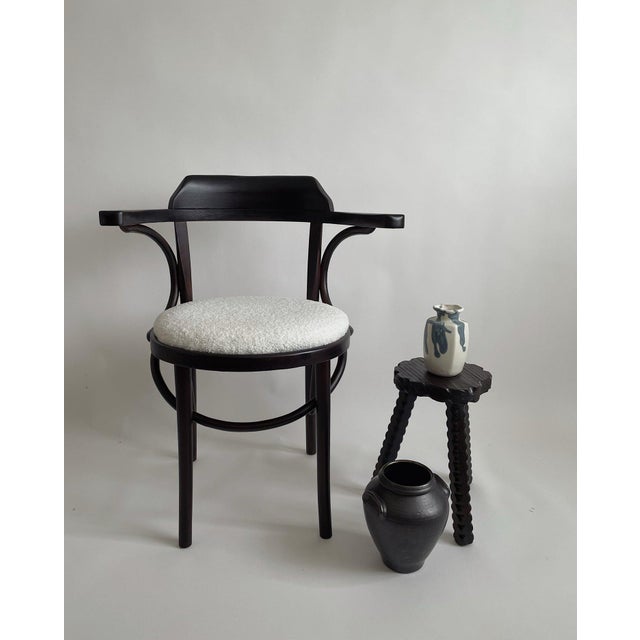 Antique Romanian Bentwood Accent Chair with Cream Boucle Seat For Sale - Image 14 of 16
