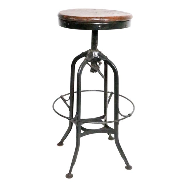 Vintage Adjustable Industrial Work Stool by Toledo Circa 1900/20s For Sale