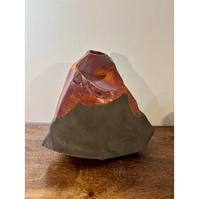 Abstract Vintage 1960s Tony Evans Raku Studio Pottery Vase, Abstract Form For Sale - Image 3 of 10