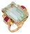 Mid 20th Century Retro 27.00 Carat Aquamarine Synthetic Ruby 18k Rose Gold Cocktail Ring, Size 7 For Sale