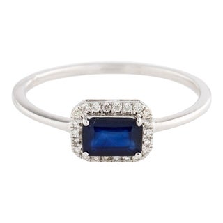 0.60 Sapphire & Diamond Cocktail Ring Size 7 For Sale