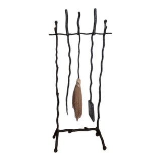 1980s Brutalist Post Modern Iron Fireplace Tools For Sale