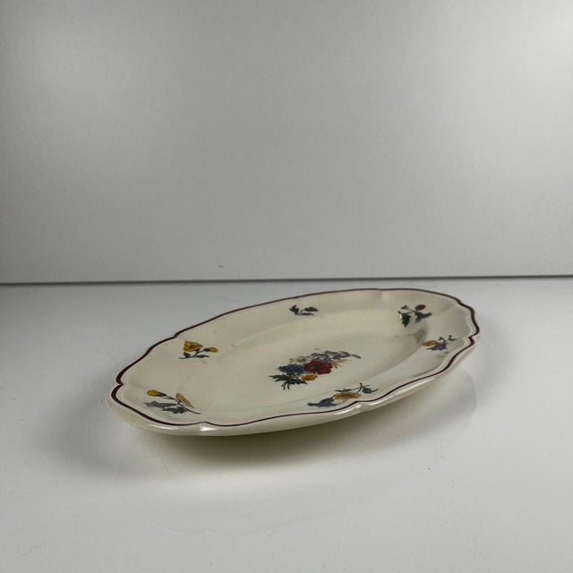 Small Oval Agreste Plate from Sarreguemines, 1930s For Sale - Image 3 of 7