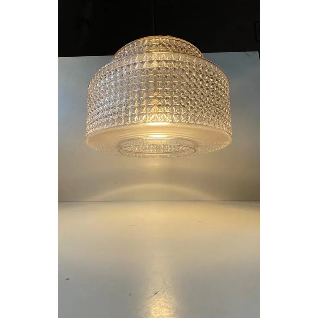 Scandinavian Modern Glass and Brass Pendant Lamp by Vitrika, 1960s For Sale - Image 6 of 9