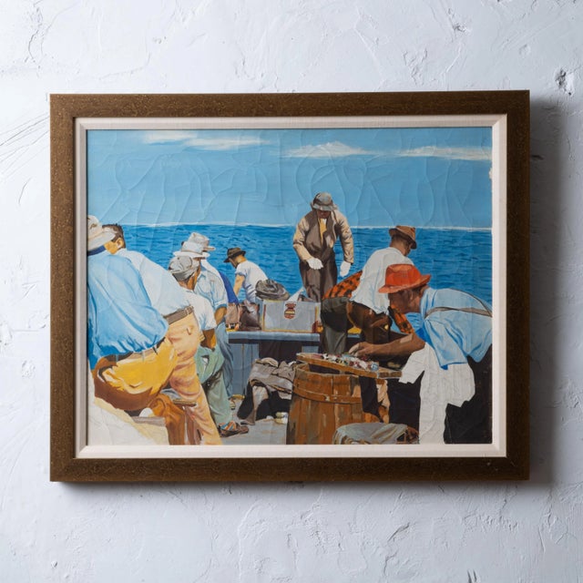 Fishermen Painting, 1940s For Sale - Image 9 of 9