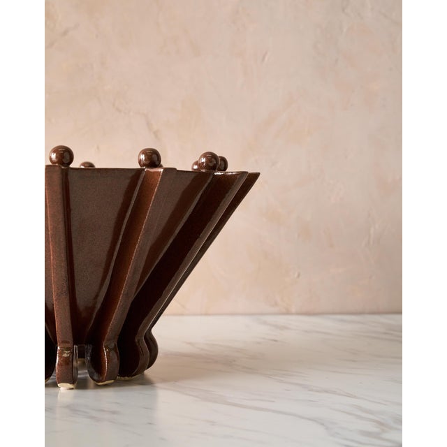 Contemporary "Vessel No. Ii" Handmade Sculptural Stoneware Bowl by Devin Wilde for Lawson Fenning in Iron For Sale - Image 3 of 7
