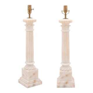 1940s Large Neo-Classical Empire Alabaster Columns, France - a Pair For Sale