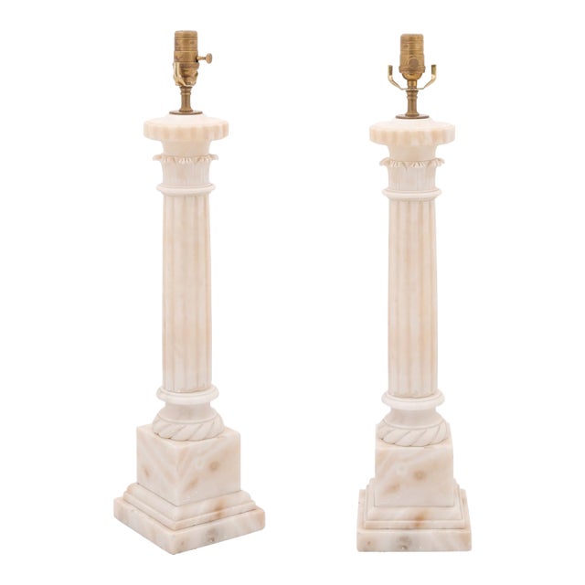 1940s Large Neo-Classical Empire Alabaster Columns, France - a Pair For Sale