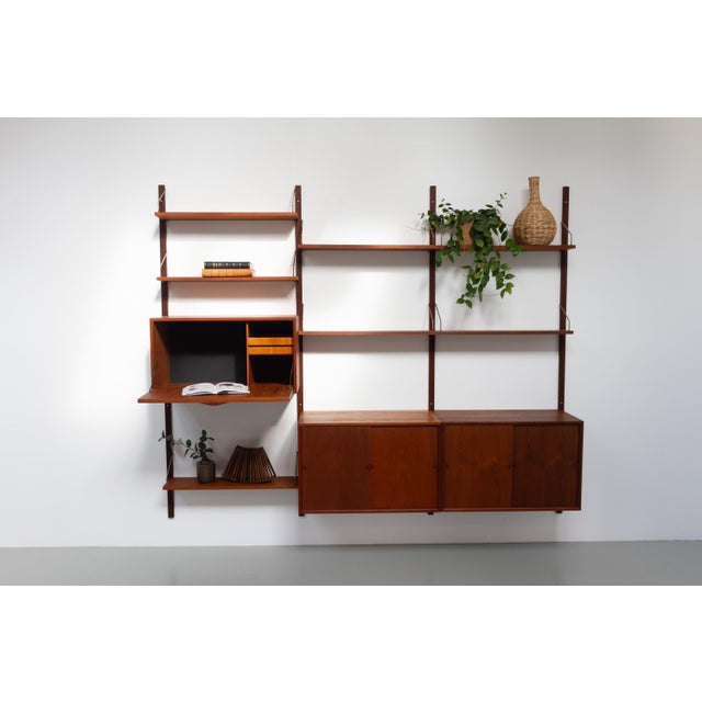 Danish Modern 3-Bay Modular Teak Wall Unit by Poul Cadovius for Cado, 1960s. For Sale - Image 13 of 18