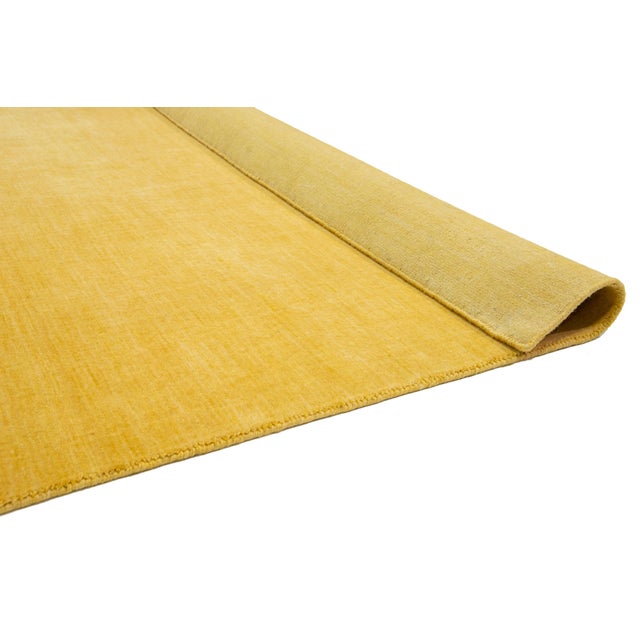 Apadana's Modern Handmade Gabbeh Plush Wool Rug in Yellow For Sale - Image 4 of 11