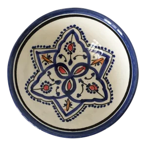 Vintage Moroccan Safi Pottery Wall Hanging Bowl by D. Assik
