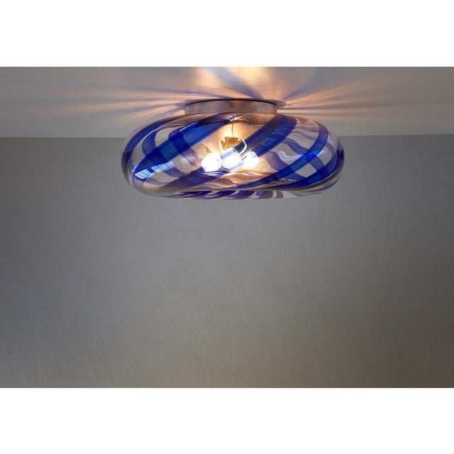 Murano Swirl Glass Ceiling or Table Lamp from Leucos, Italy, 1970 For Sale - Image 6 of 7