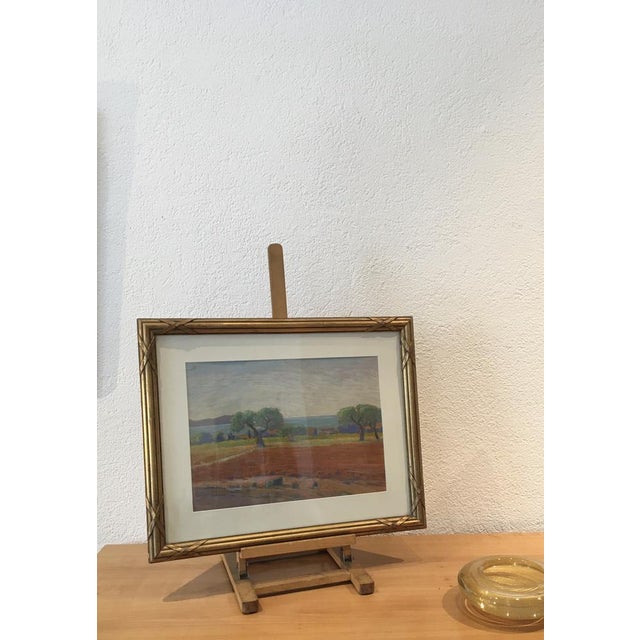 Emaire, Oliviers et bord de mer, Pastel on Paper, Framed, in Flawless conditions. Designed 1890 to 1919 This piece has an...