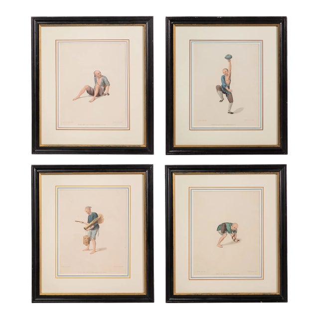 Antique Chinese Colored Engravings- 'Costumes of China'- A Set of 4 For Sale