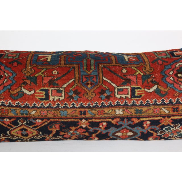 Red Antique Multi Color Tones Persian Lumbar Rug Pillow Cover -15'' X 47'' For Sale - Image 8 of 12