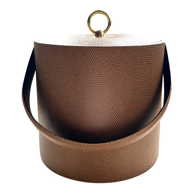 Vintage Georges Briard Faux Snakeskin Ice Bucket in the Style of Hermes For Sale